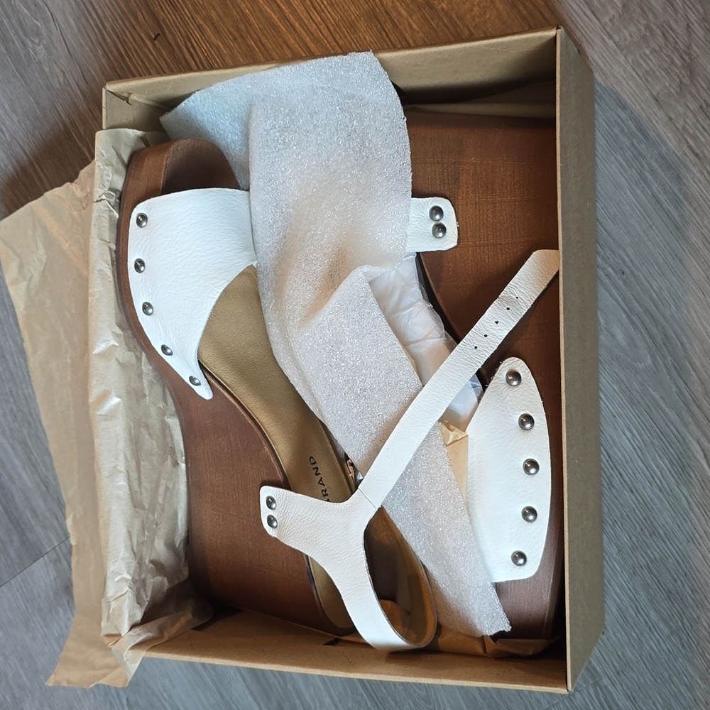Lucky BRAND Lk-zashti Wedge Women's Sz 10m Angora Vegetable Tumbled Leather - Picture 1 of 8
